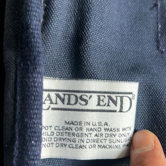 vtg made in USA Land's End canvas Messenger Bag navY blue nice fade in GUC - Picture 6 of 14